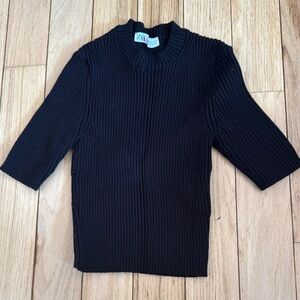 Zara Black Ribbed Knit Top